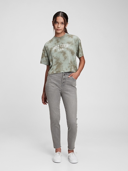 1 of 8 showing, with the color grey wash of product Teen Sky High-Rise Skinny Ankle Jeans