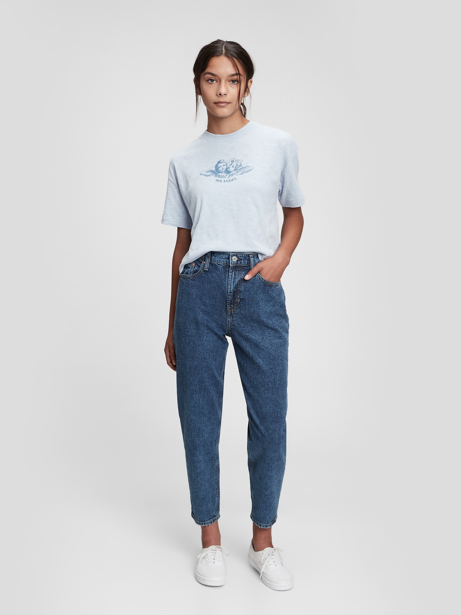 Teen Organic Cotton Sky-High Rise Mom Jeans with Washwell™ | Gap