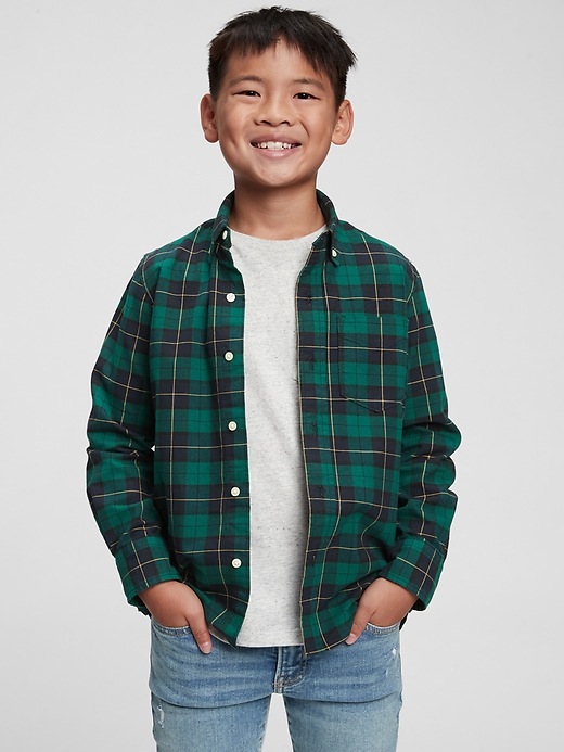 2 of 8 showing, with the color BLACKWATCH PLAID of product Kids Oxford Shirt