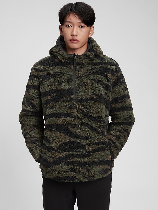 1 of 8 showing, with the color camouflage of product Teen Reversible Sherpa Quarter-Zip Hoodie