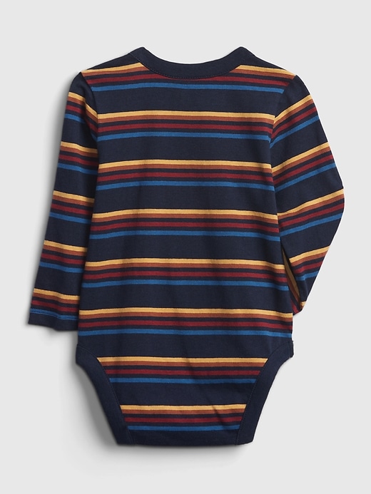 2 of 8 showing, with the color multi stripe of product Baby 100% Organic Cotton Mix and Match Striped Bodysuit