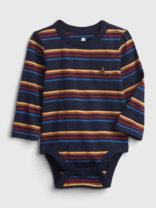 1 of 8 showing, with the color multi stripe of product Baby 100% Organic Cotton Mix and Match Striped Bodysuit