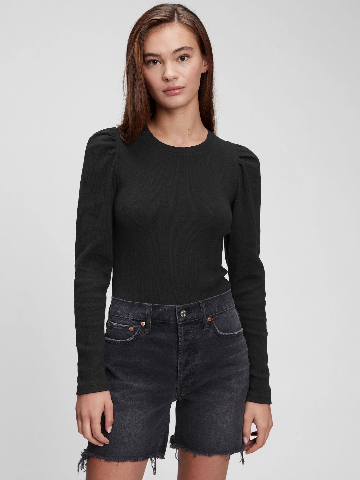 Puff-Sleeve Bodysuit - True Black