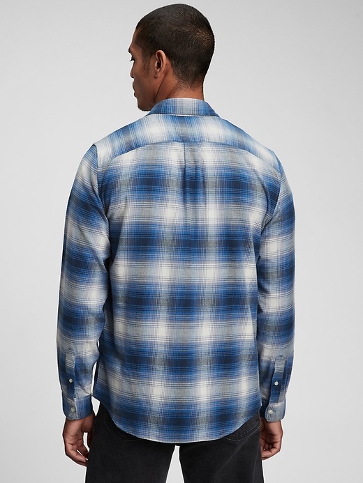 2 of 8 showing, with the color blue plaid of product Brushed Flannel Shirt
