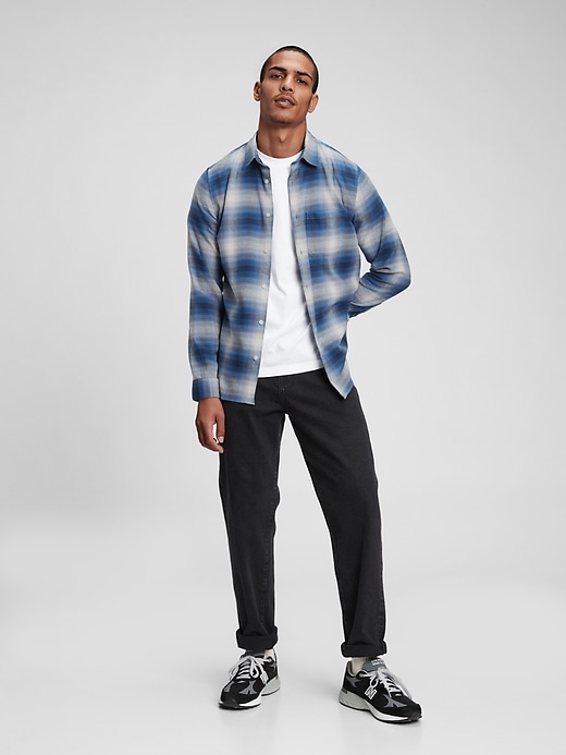 1 of 8 showing, with the color blue plaid of product Brushed Flannel Shirt