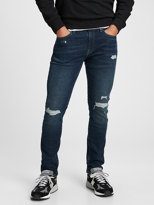 Gap Mid Rise Destructed Skinny GapFlex Jeans with Washwell 