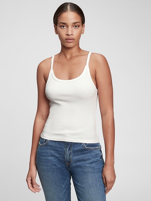 1 of 8 showing, with the color milk white of product Shrunken Ribbed Cami