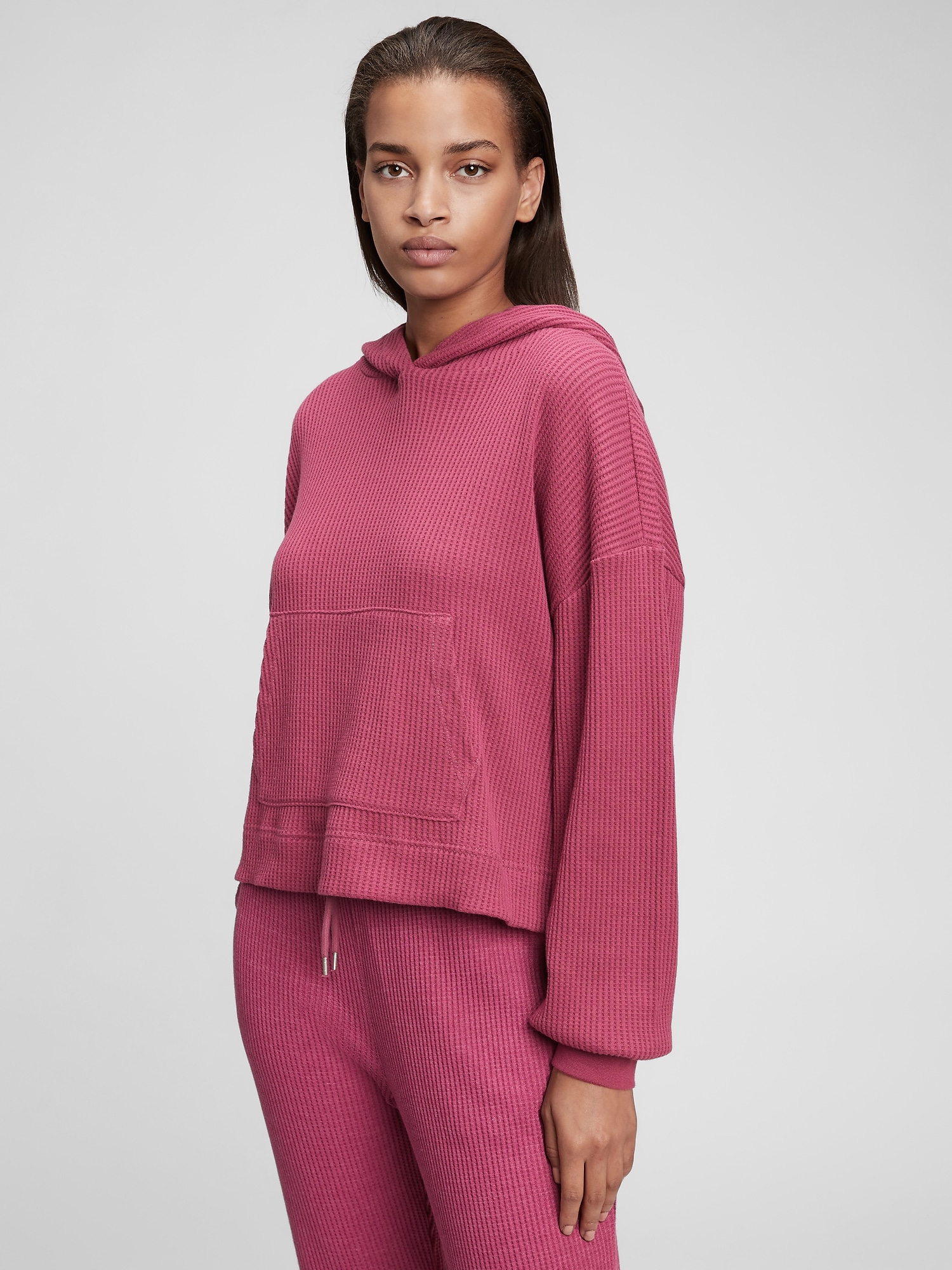 Waffle Knit Hoodie Gap