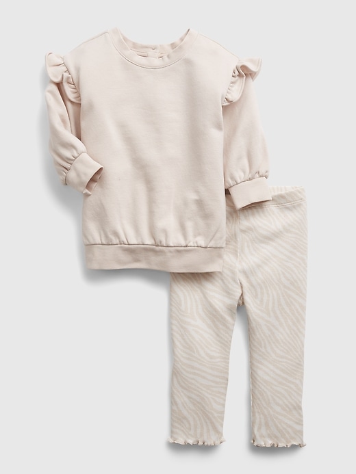 1 of 8 showing, with the color oyster of product Baby Ruffle Tunic Outfit Set