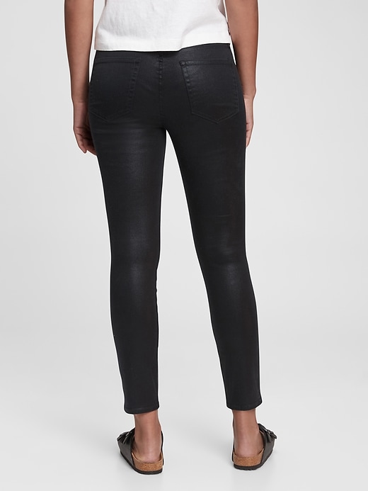 2 of 8 showing, with the color black coated of product Mid Rise True Skinny Jeans