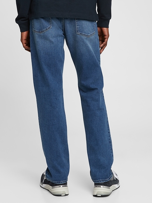 2 of 8 showing, with the color medium indigo of product Soft Flex Straight Jeans with Washwell