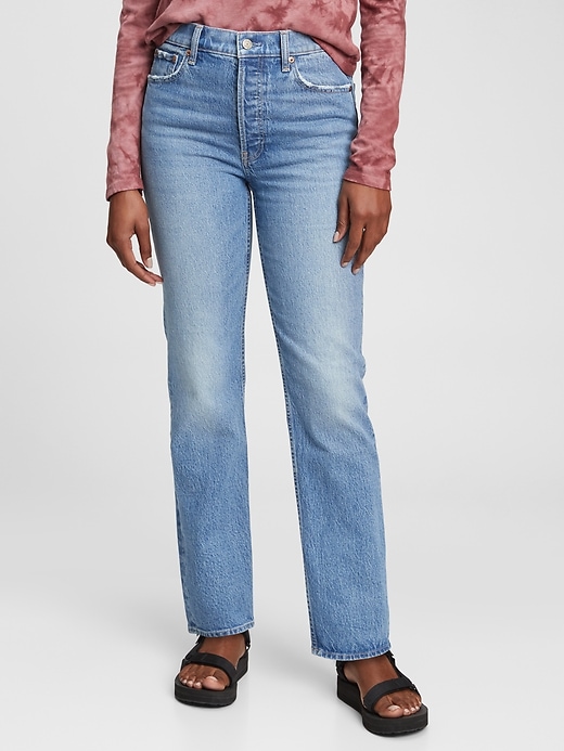 Image number 1 showing, High Rise Cheeky Straight Jeans