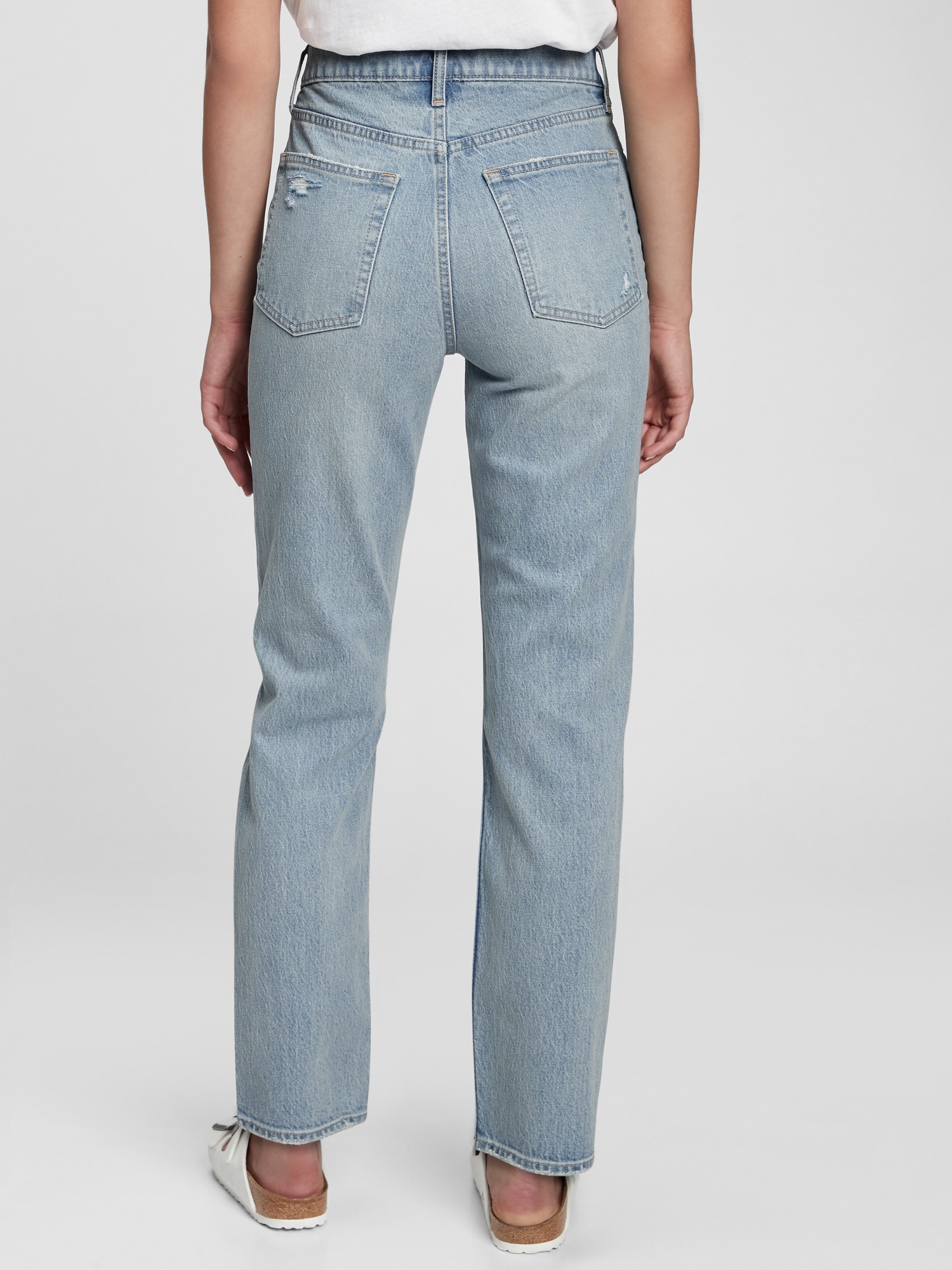 High Rise Distressed Cheeky Straight Jeans Gap