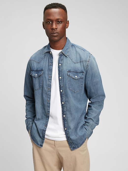 Image number 1 showing, Denim Western Shirt in Slim Fit