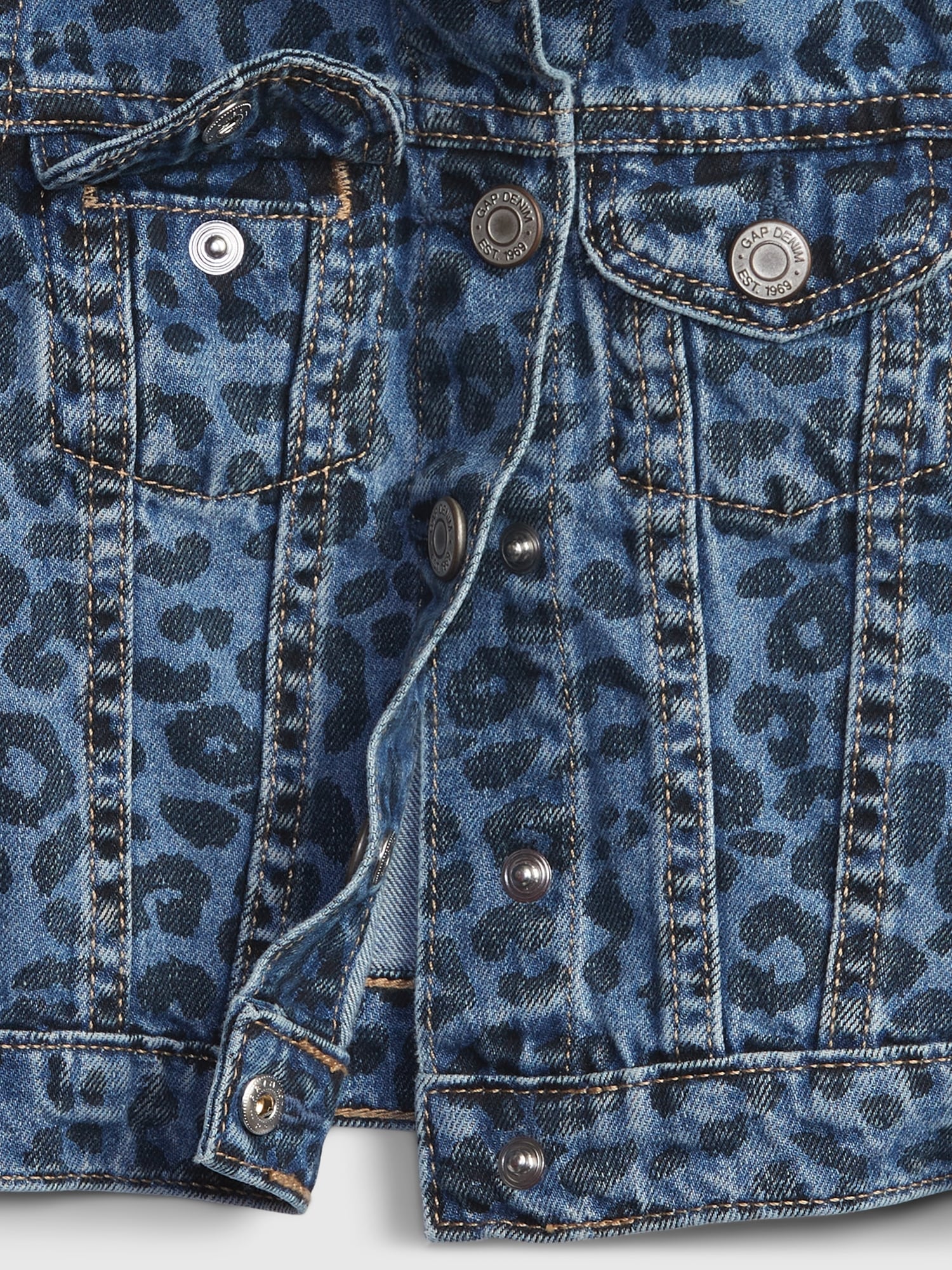 Toddler Leopard Print Icon Denim Jacket Gap