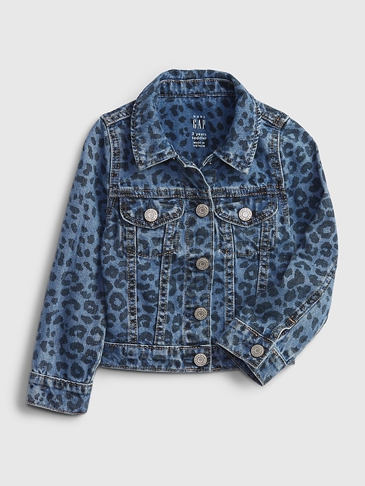 Image number 1 showing, Toddler Leopard Print Icon Denim Jacket