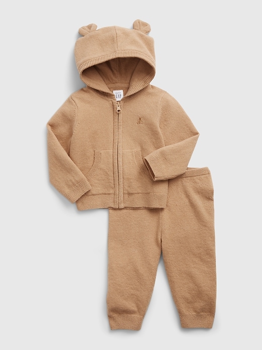 1 of 8 showing, with the color brannan brown of product Baby Brannan Bear Hoodie Outfit Set