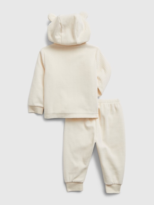 2 of 8 showing, with the color ivory frost of product Baby Bear Hoodie Outfit Set