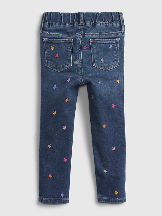 2 of 8 showing, with the color chino star print white of product Toddler Pull-On Embroided Jeggings with Washwell™