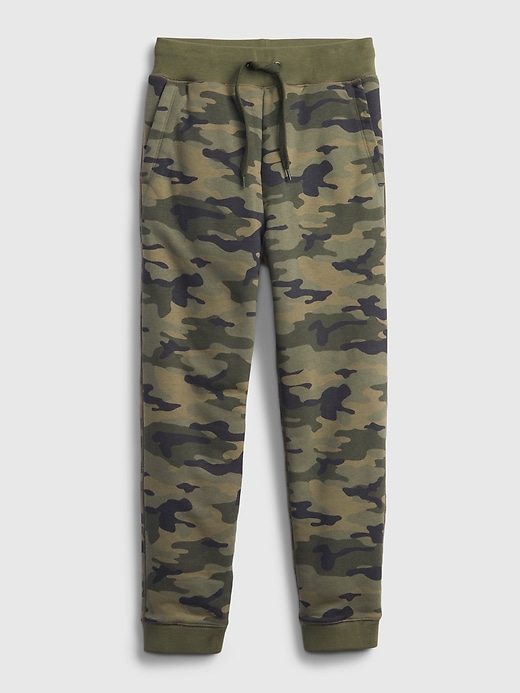 1 of 8 showing, with the color green camo of product Kids Cozy Lined Joggers