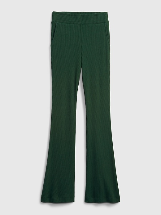 2 of 8 showing, with the color dark emerald of product Teen Softspun Ribbed Flare Knit Pants