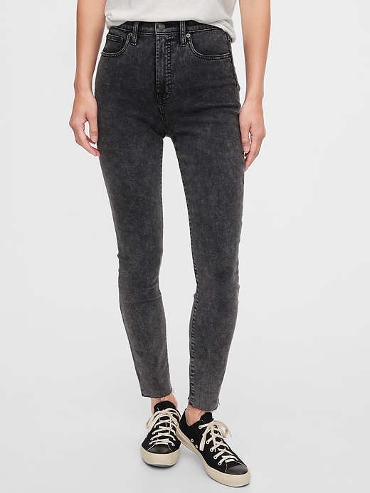 1 of 8 showing, with the color black marble wash of product Sky High Rise True Skinny Jeans with Washwell