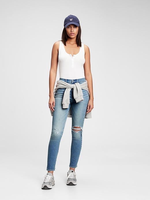 high rise true skinny jeans with washwell