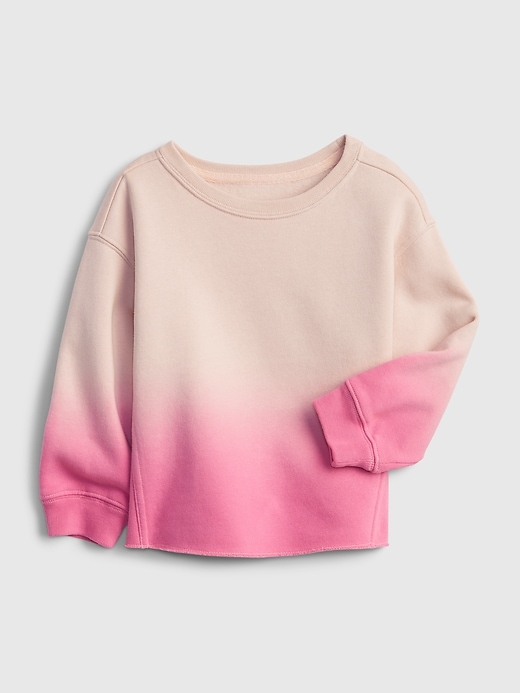 1 of 8 showing, with the color PINK DIP DYE of product Toddler Raw Edge Crewneck Sweatshirt