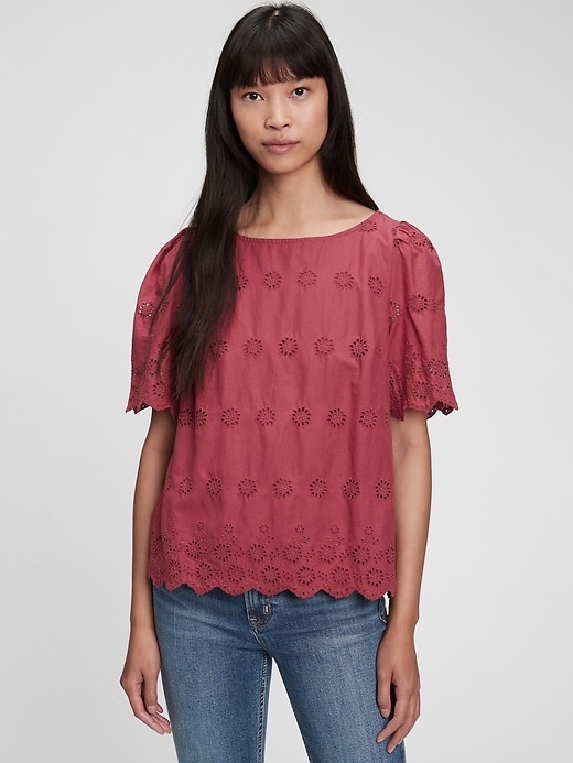 Image number 6 showing, Eyelet Scalloped Top