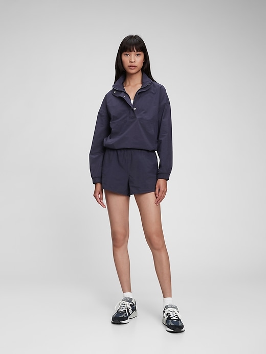 1 of 8 showing, with the color navy blue of product GapFit Runaround Shorts