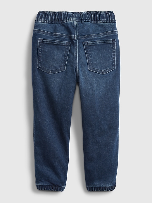 2 of 8 showing, with the color dark wash of product Toddler Denim Joggers with Washwell™