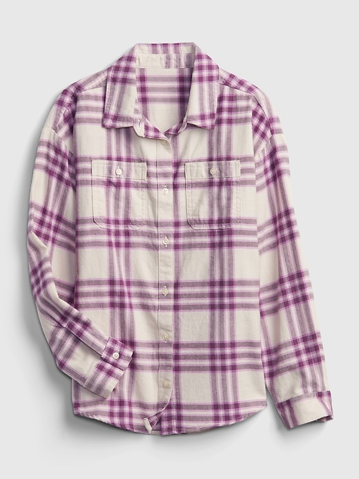 1 of 8 showing, with the color PURPLE PLAID of product Kids Oversized Plaid Shirt