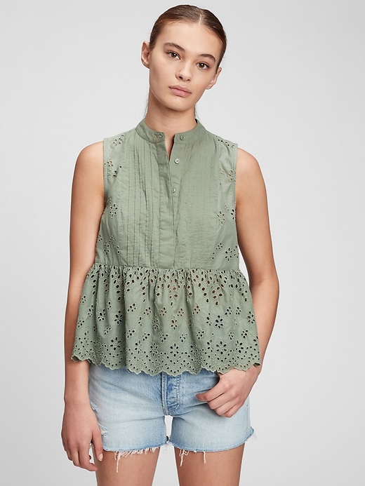 Image number 4 showing, Sleeveless Eyelet Top