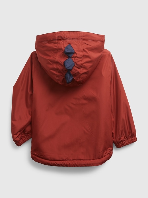 2 of 8 showing, with the color rose russet red of product Toddler 3D Dino Sherpa-Lined Jacket