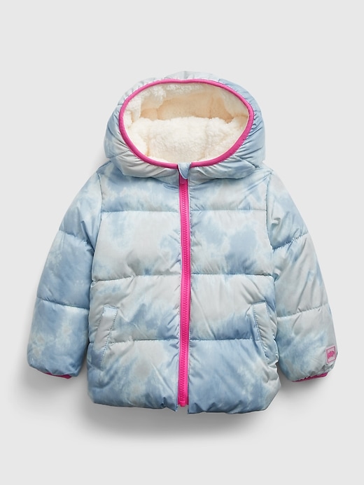 1 of 8 showing, with the color BLUE TIE DYE of product Toddler Reversible ColdControl Max Sherpa Puffer Jacket