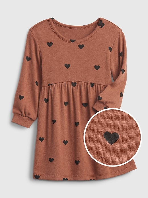 1 of 8 showing, with the color saddle brown of product Toddler Softspun Long Sleeve Dress