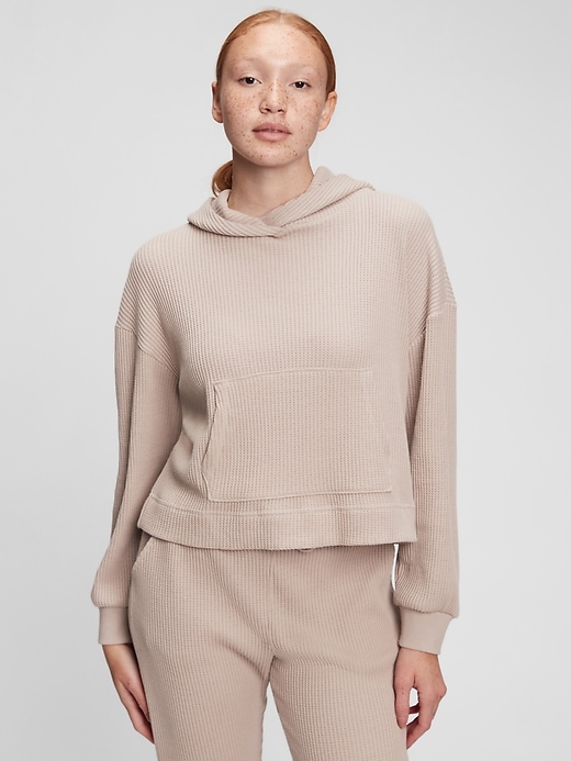 1 of 8 showing, with the color margate sand beige of product Waffle-Knit Hoodie