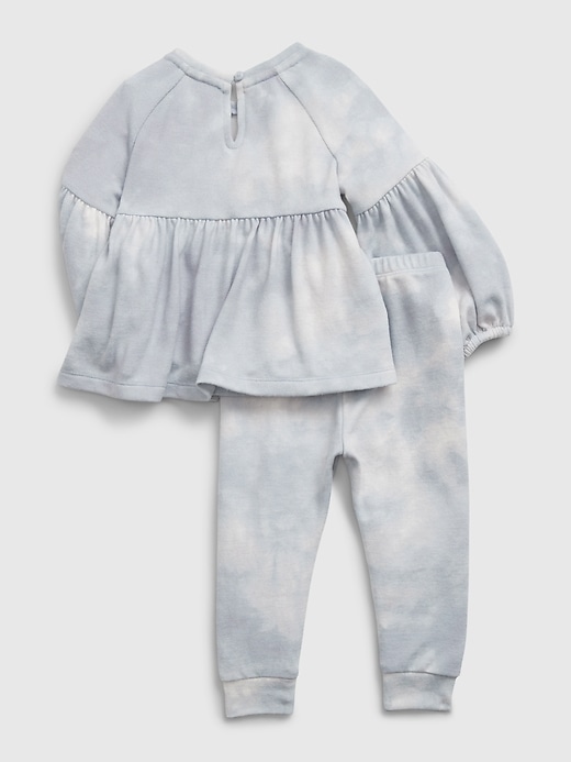 2 of 8 showing, with the color BLUE TIE DYE of product Baby Softspun Tie-Dye Outfit Set