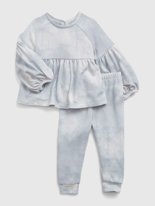 1 of 8 showing, with the color BLUE TIE DYE of product Baby Softspun Tie-Dye Outfit Set