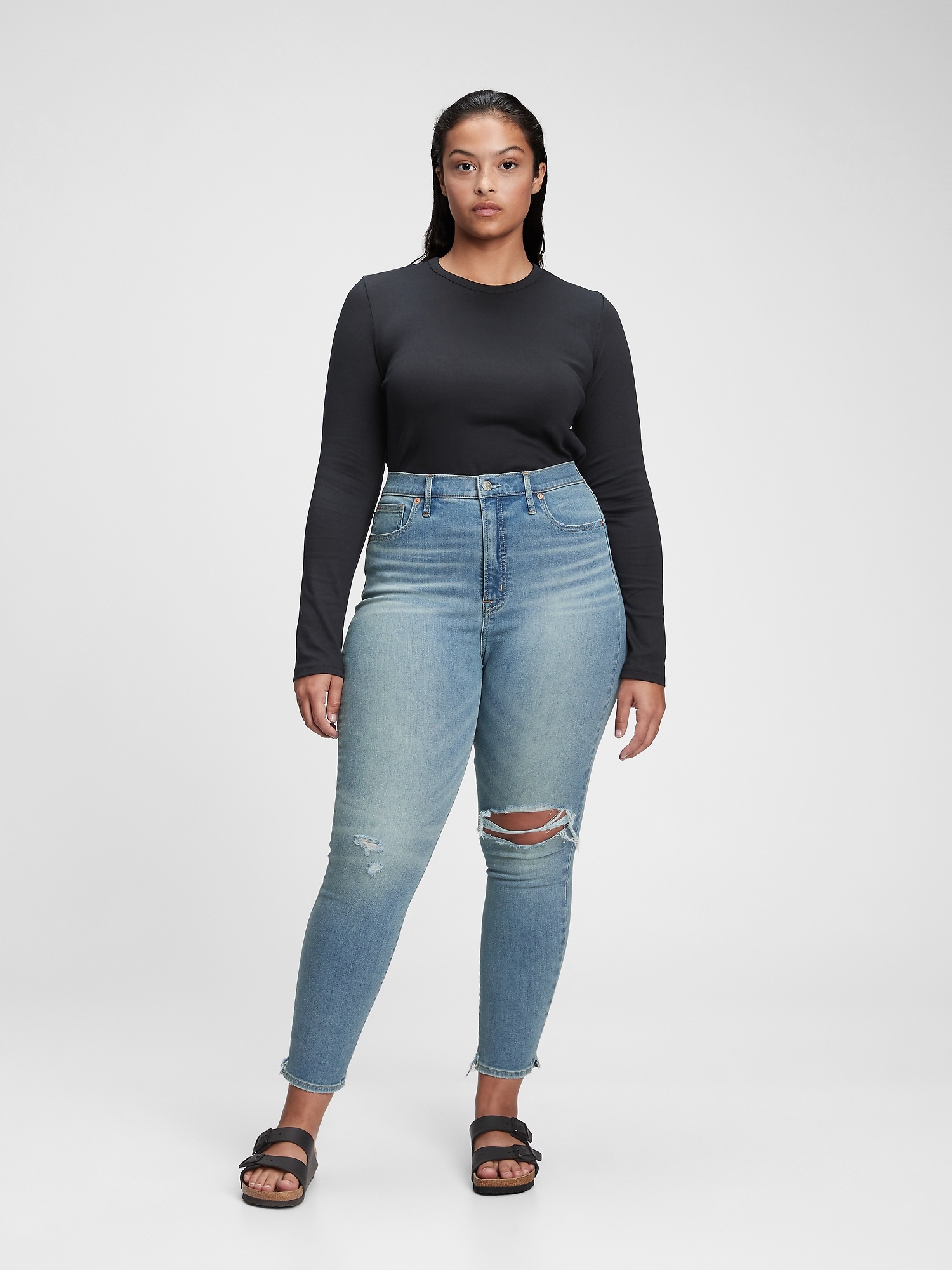 high rise true skinny jeans with washwell