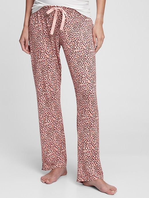 1 of 8 showing, with the color pink multi cheetah of product Maternity Modal Sleep Pants