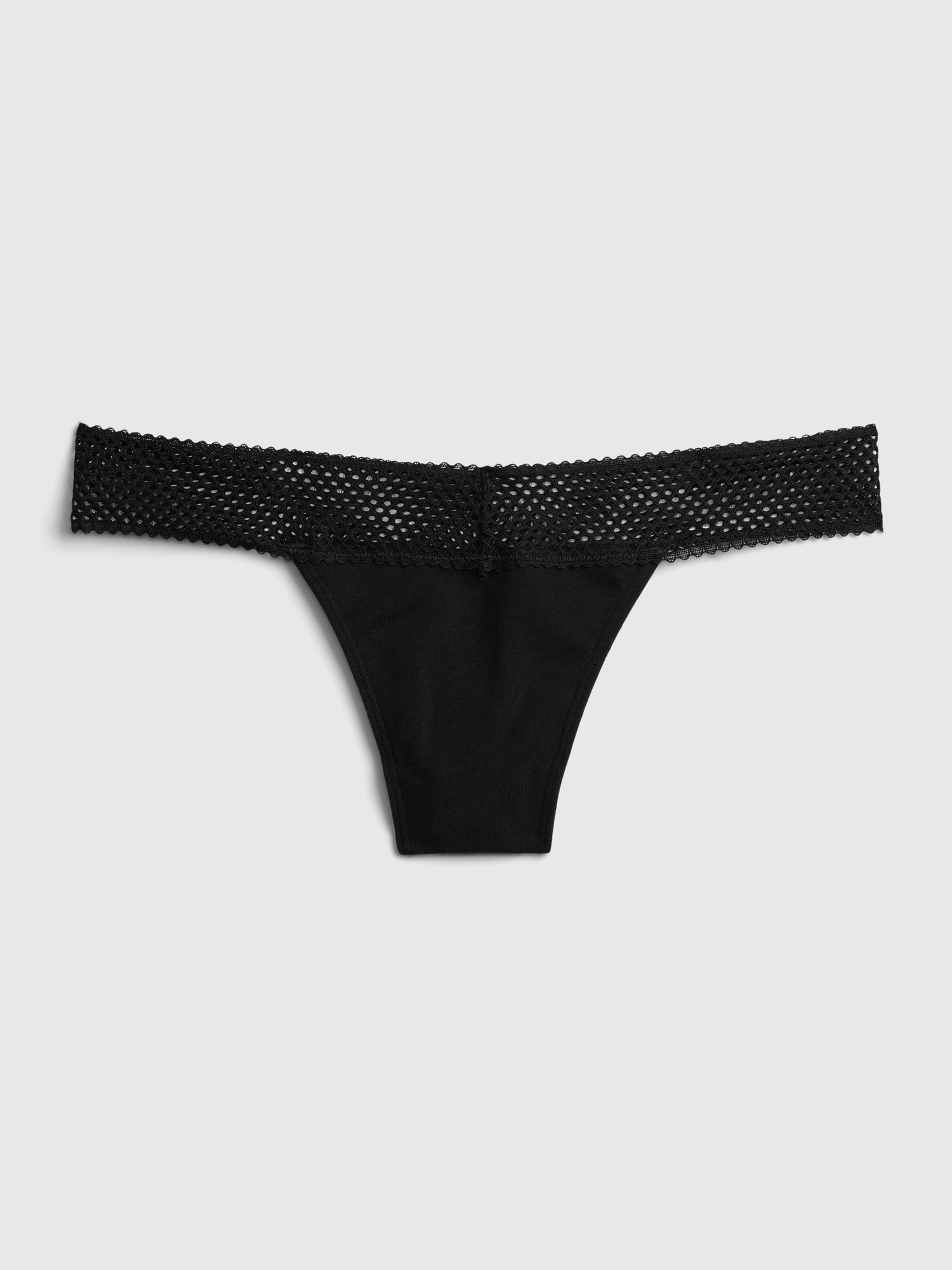 Gap Stretch Cotton Lace Thong In Black
