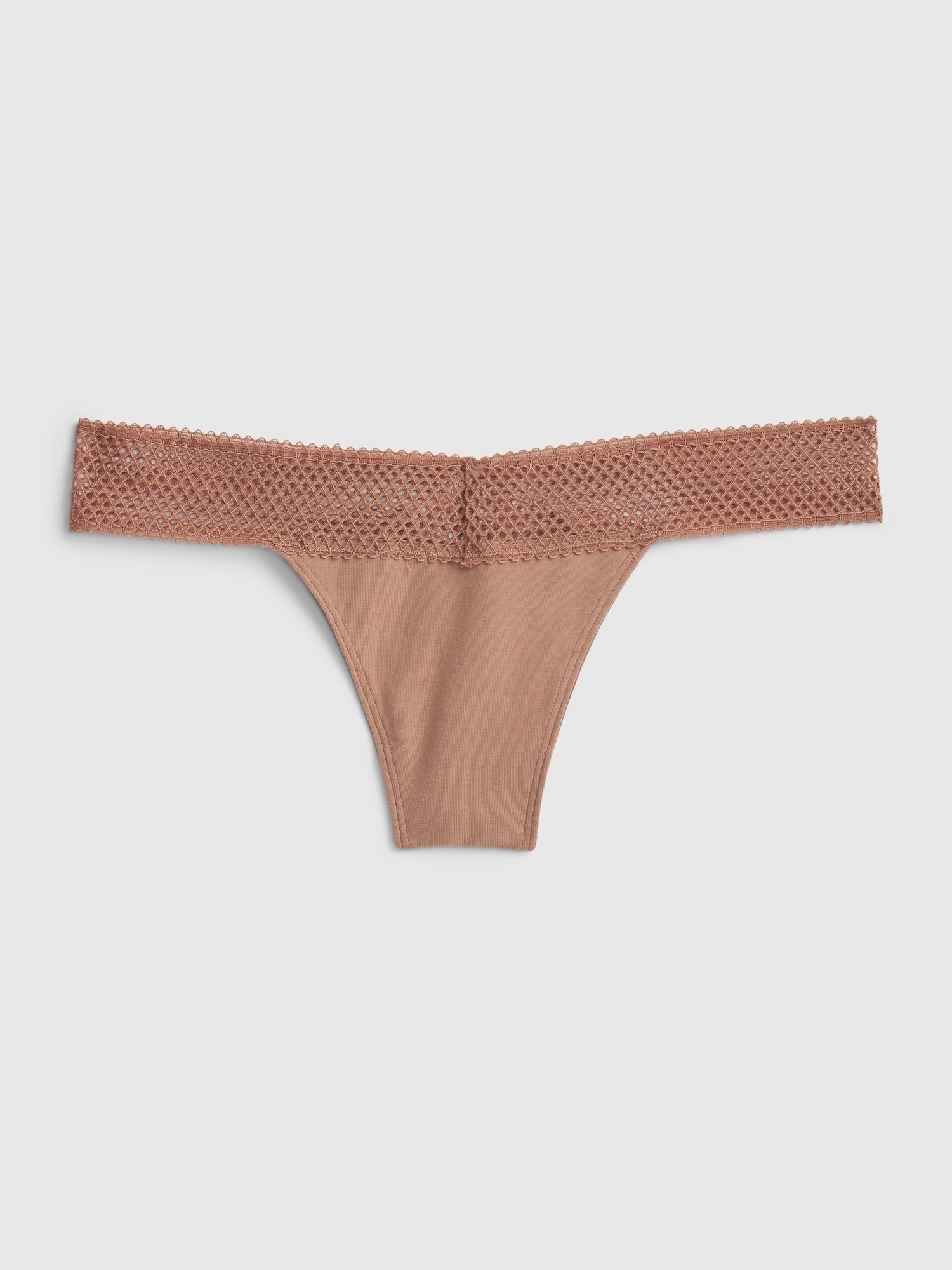 Gap Women's Stretch Cotton Lace Thong (Clay Brown)