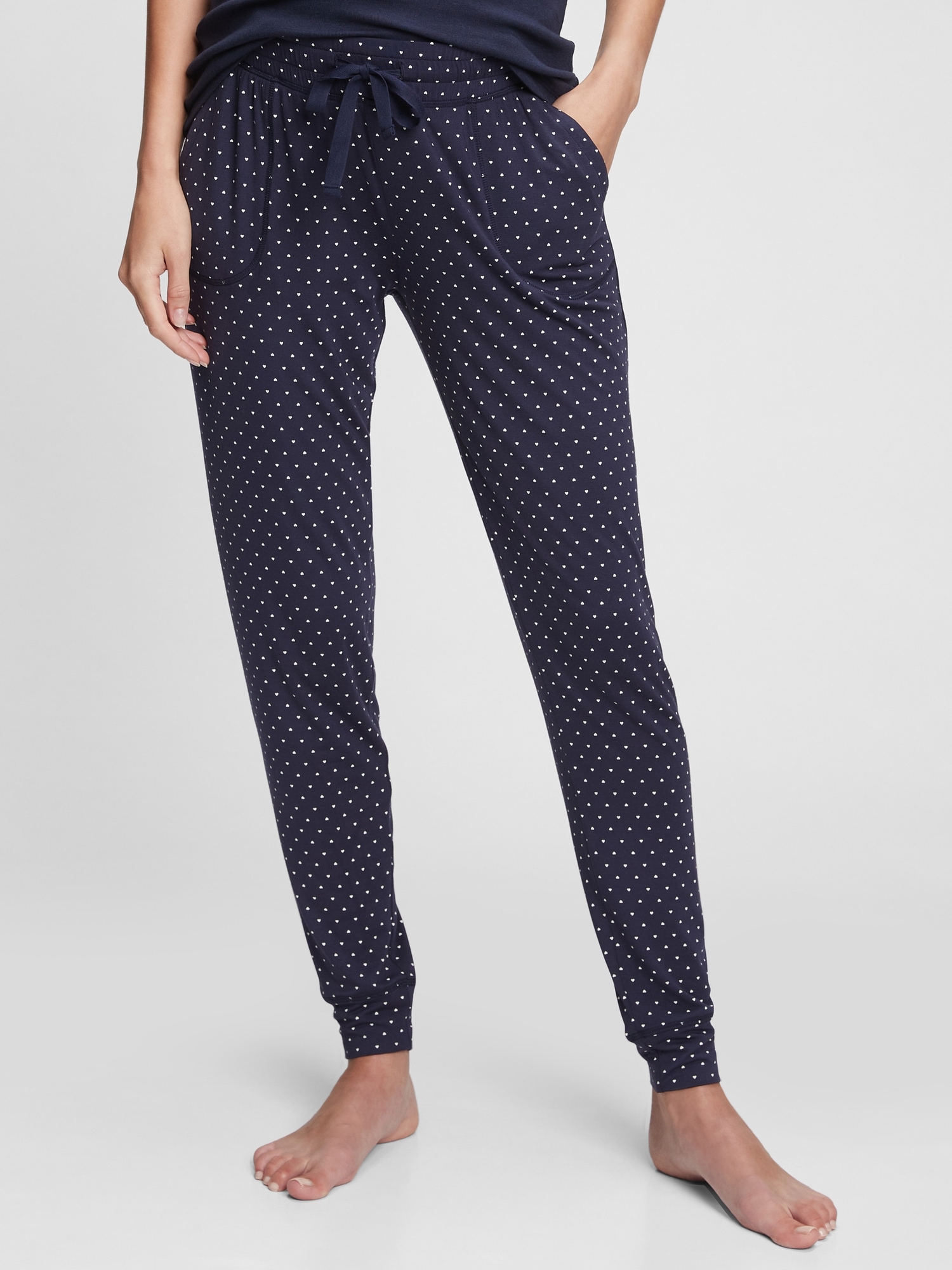 Gap Maternity Modal Joggers In Navy Blue Hearts