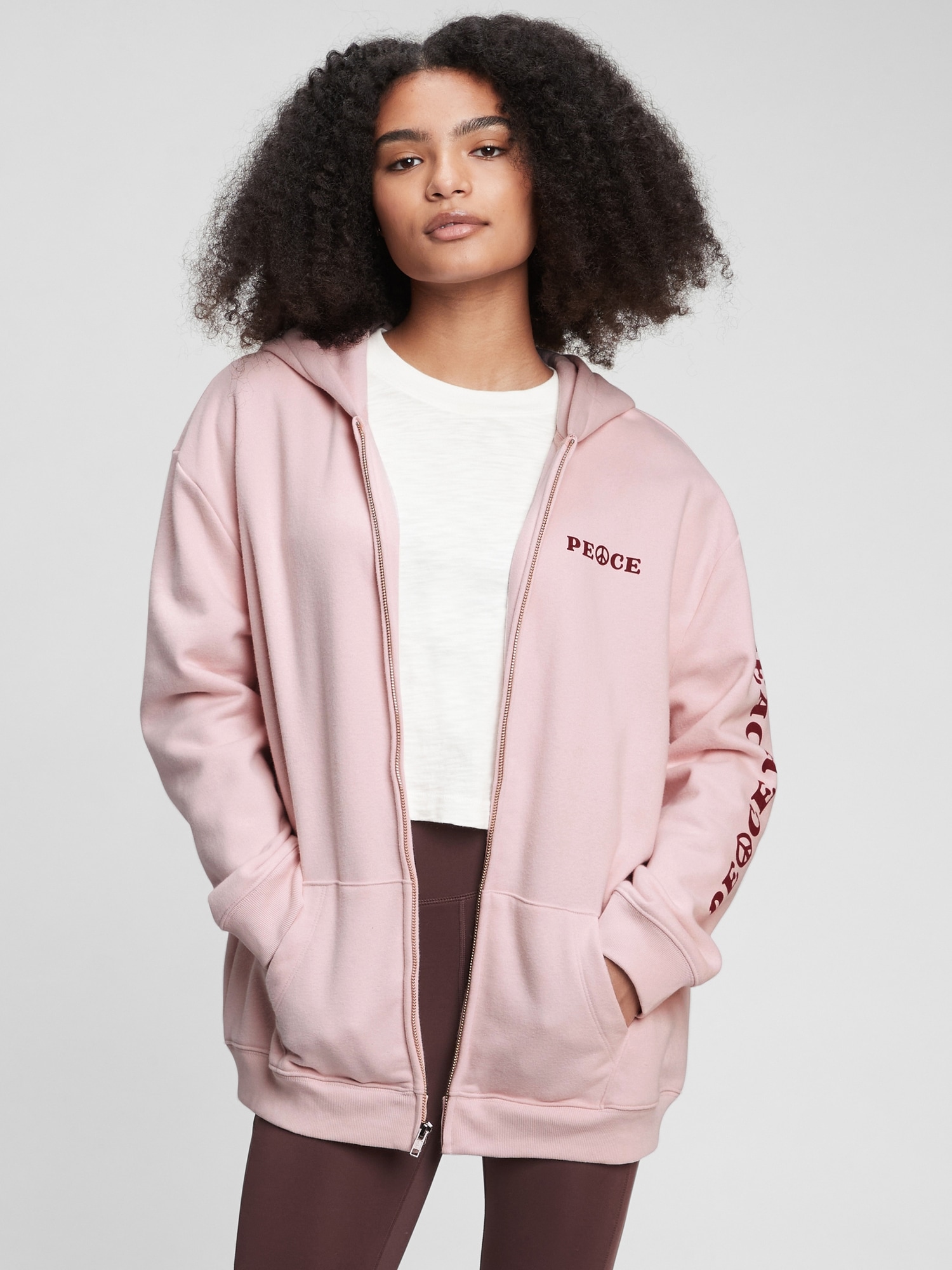 Gap Teen Oversized Tunic Hoodie pink. 1