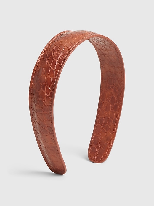 1 of 8 showing, with the color cognac brown of product Vegan Leather Headband