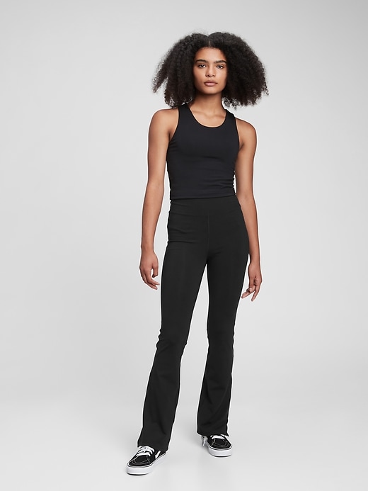 1 of 8 showing, with the color true black of product GapFit Teen High Rise Flare Leggings