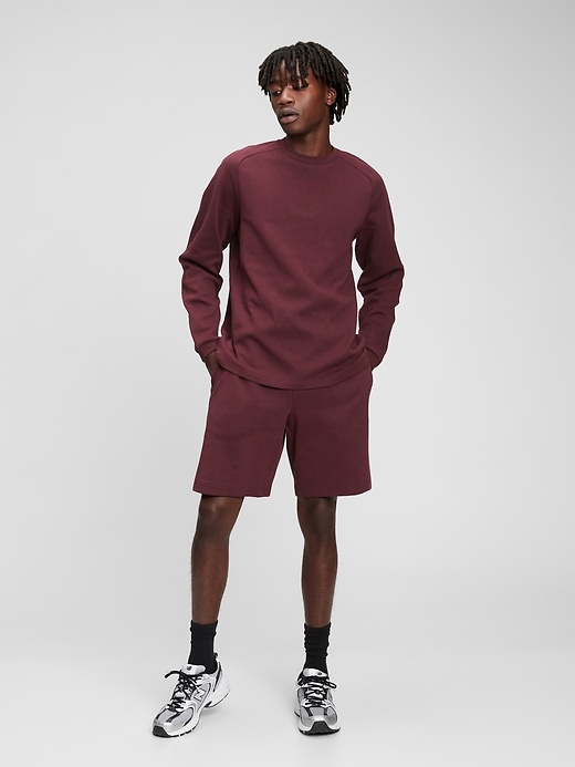 1 of 8 showing, with the color dark maroon burgundy of product Gapfit Tech Fleece Crewneck Sweatshirt
