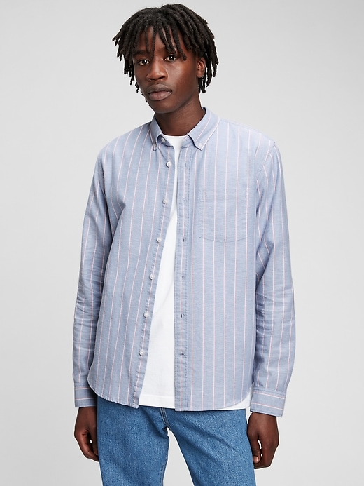 1 of 8 showing, with the color BLUE STRIPE of product Oxford Shirt in Standard Fit