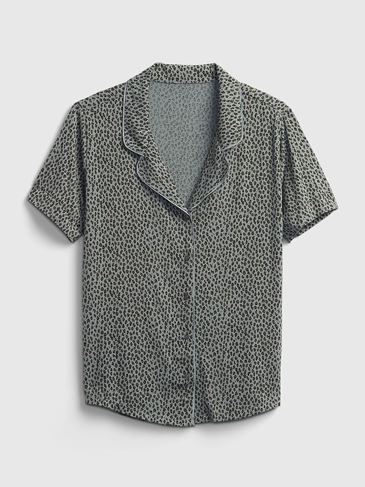 1 of 8 showing, with the color GREEN LEOPARD of product Modal Pajama Shirt